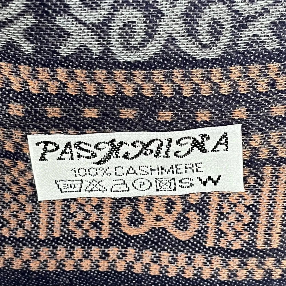 Pashmina 100% Cashmere Purple/taupe Scarf Shawl Wrap with elephants